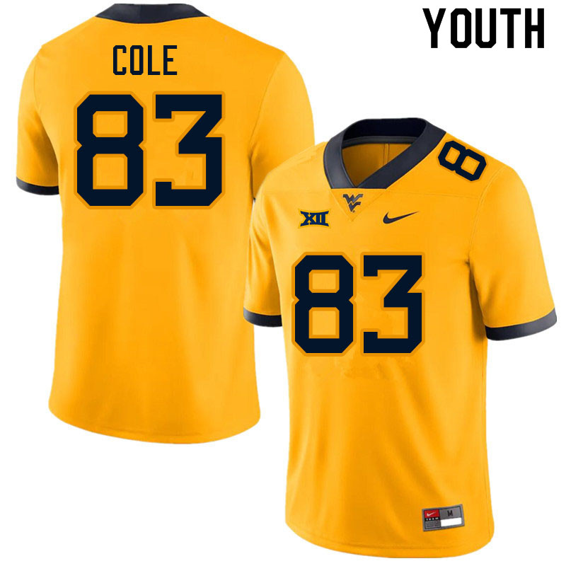 Youth #83 CJ Cole West Virginia Mountaineers College Football Jerseys Sale-Gold - Click Image to Close
